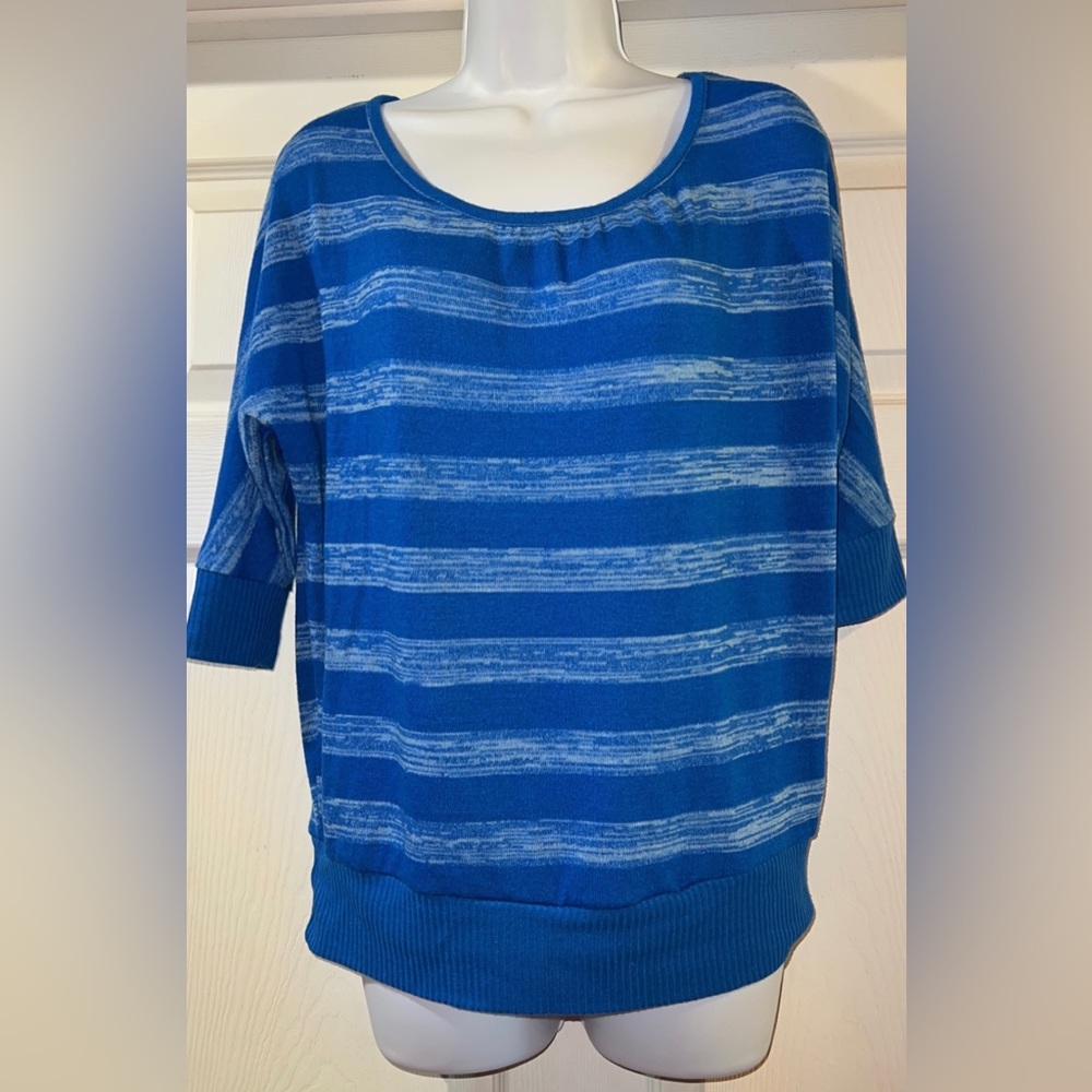 Zenana outfitters blue and white striped shirt